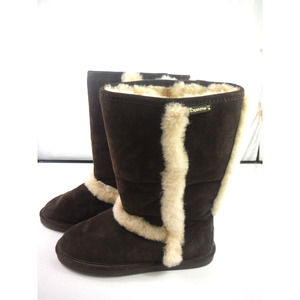 New Bearpaw SZ 10 Tall Winter Dark Brown Fluffy Sheepskin Boots